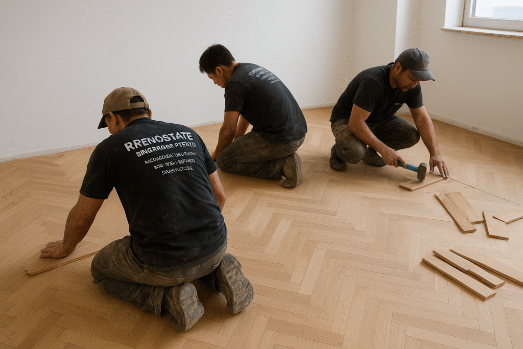 installing light oak parquet flooring